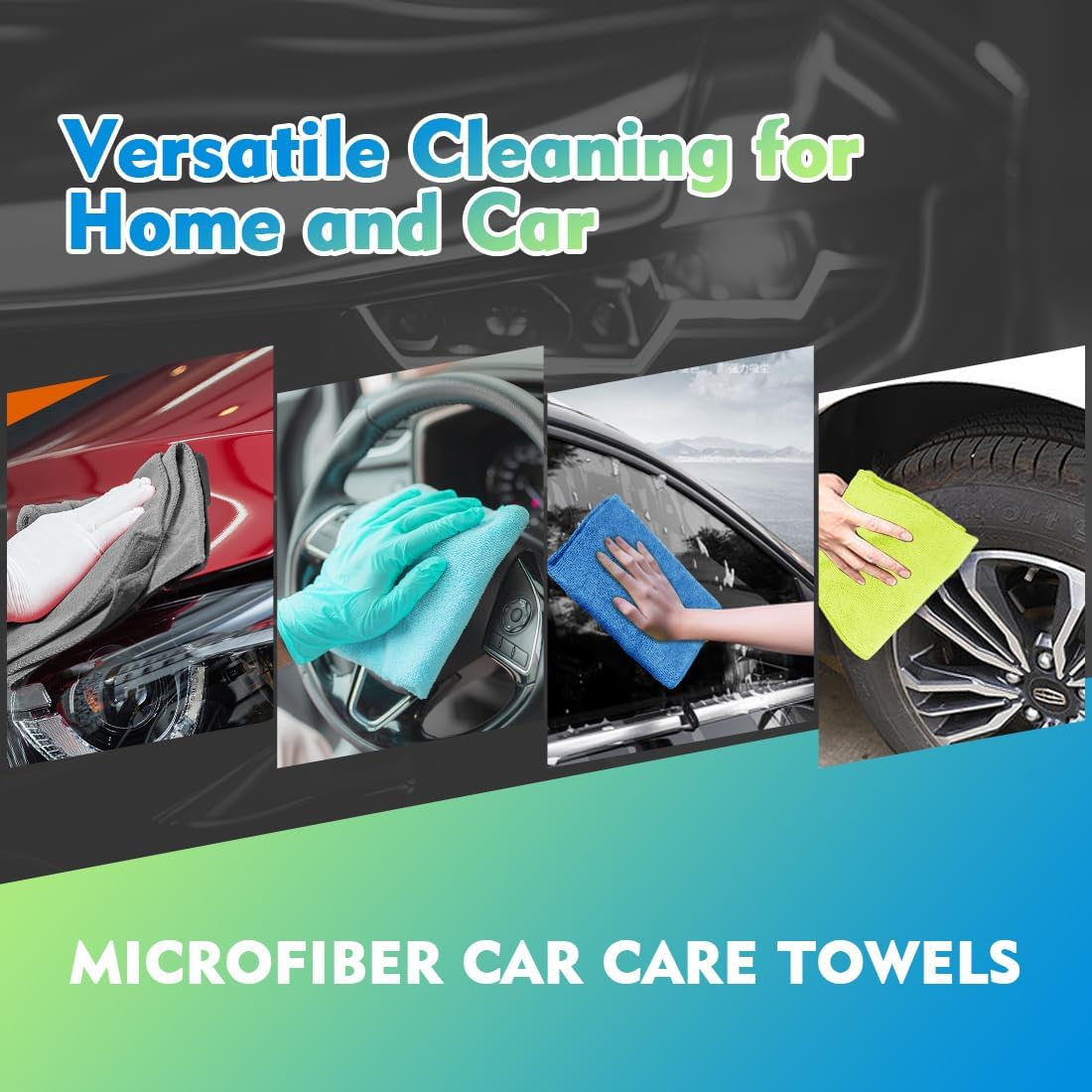 HOMEXCEL Microfiber Cleaning Cloth 12 Pack, 12.5 x 12.5 Inch Microfiber Towels for Cars, Ultra Absorbent Cleaning Rags, Lint Free Cleaning Towels for Household, Kitchen, Window, and Car, Multicolor