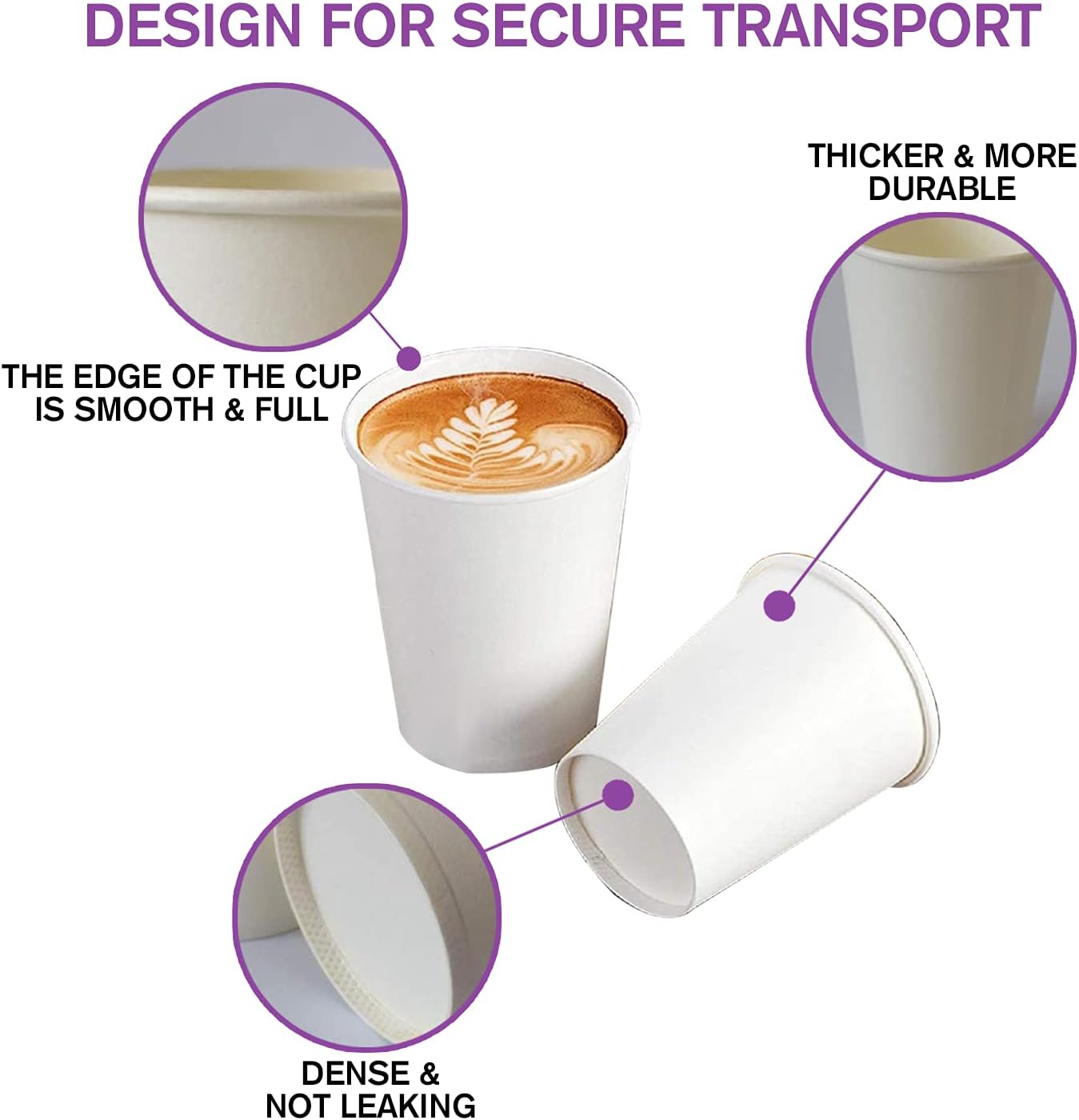 Smygoods White Disposable Paper Coffee Cups (8 OZ, 100 Count) For Hot Beverages, Tea, Espresso, Cocoa - To Go Drink Containers, Café & Office