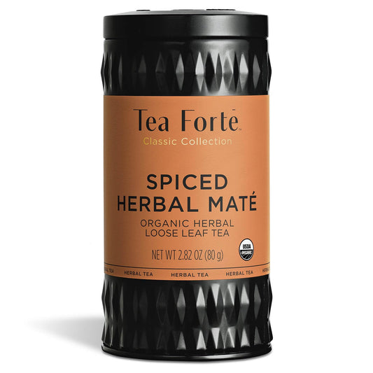 Tea Forte Spiced Herbal Maté Premium Organic Loose Leaf Caffeinated Herbal Tea Blend Canister, Makes 35-50 Cups