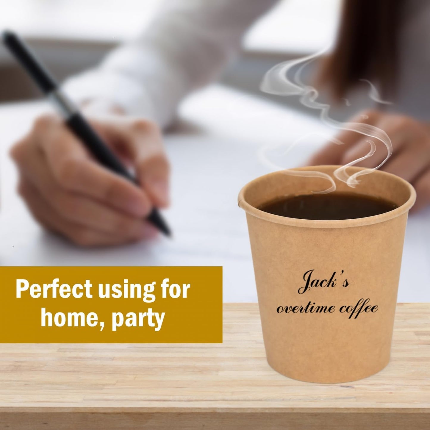 300 Pcs 6 oz Kraft Paper Cups - Disposable Paper Cups Hot Cold Beverage Drinking Cup for Coffee, Water, Tea, Juice, Espresso & Cortado