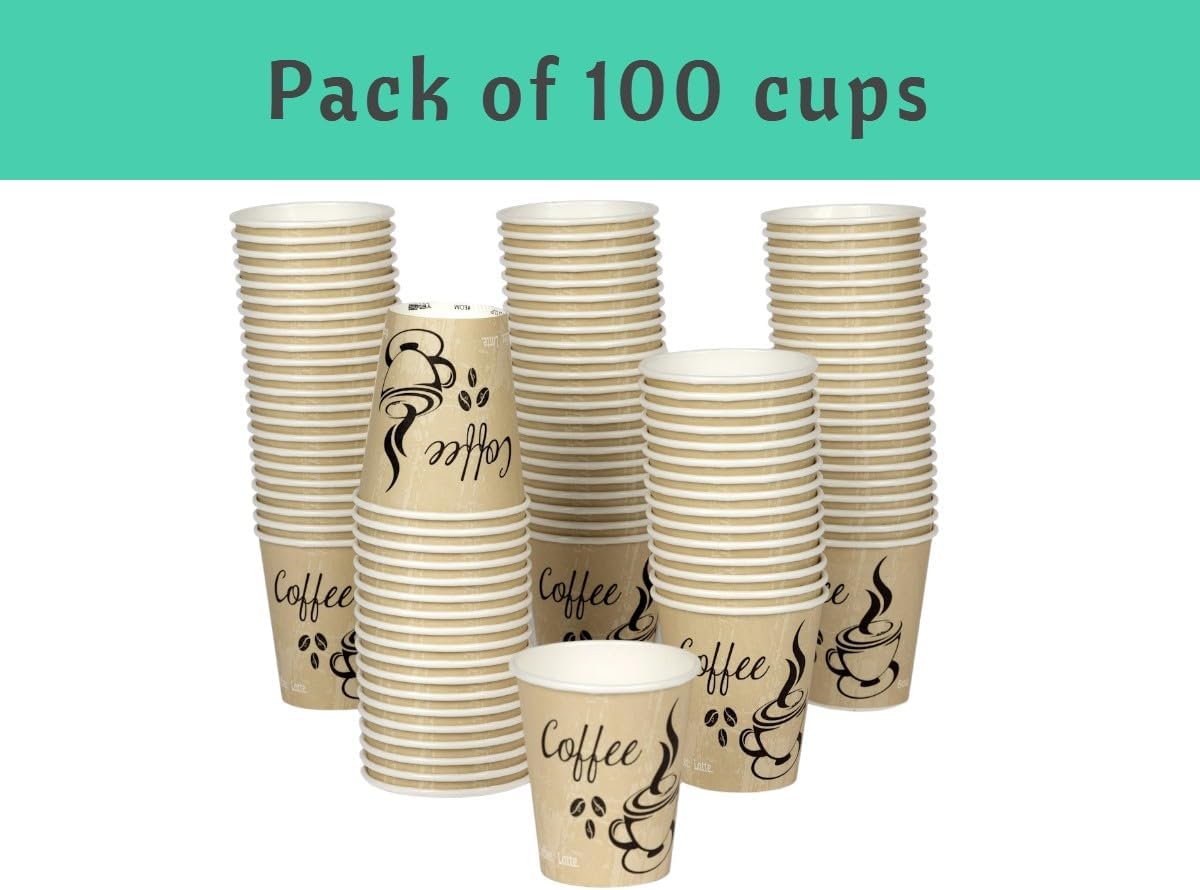 Smygoods Disposable Coffee Cups, To Go Paper Hot Cups, Classic Design (6 OZ, 100 Count) For Hot Beverages, Coffee, Tea, Espresso, Cocoa - Vasos Para Cafe