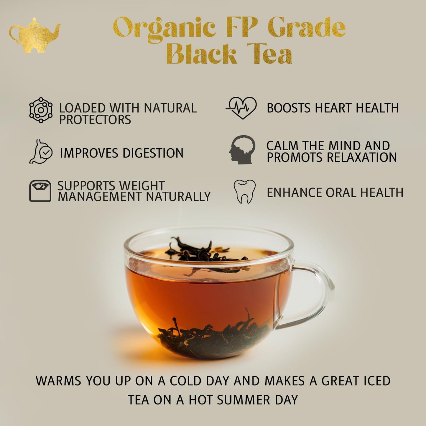 Earl Grey Tea, Organic Loose Leaf Black Tea – Classic Bergamot & Citrus Flavor – Boost Clarity & Wellness – Drink Hot or Iced – 4 oz Resealable Bag (Makes 50 Cups) – The Elegant Elephant