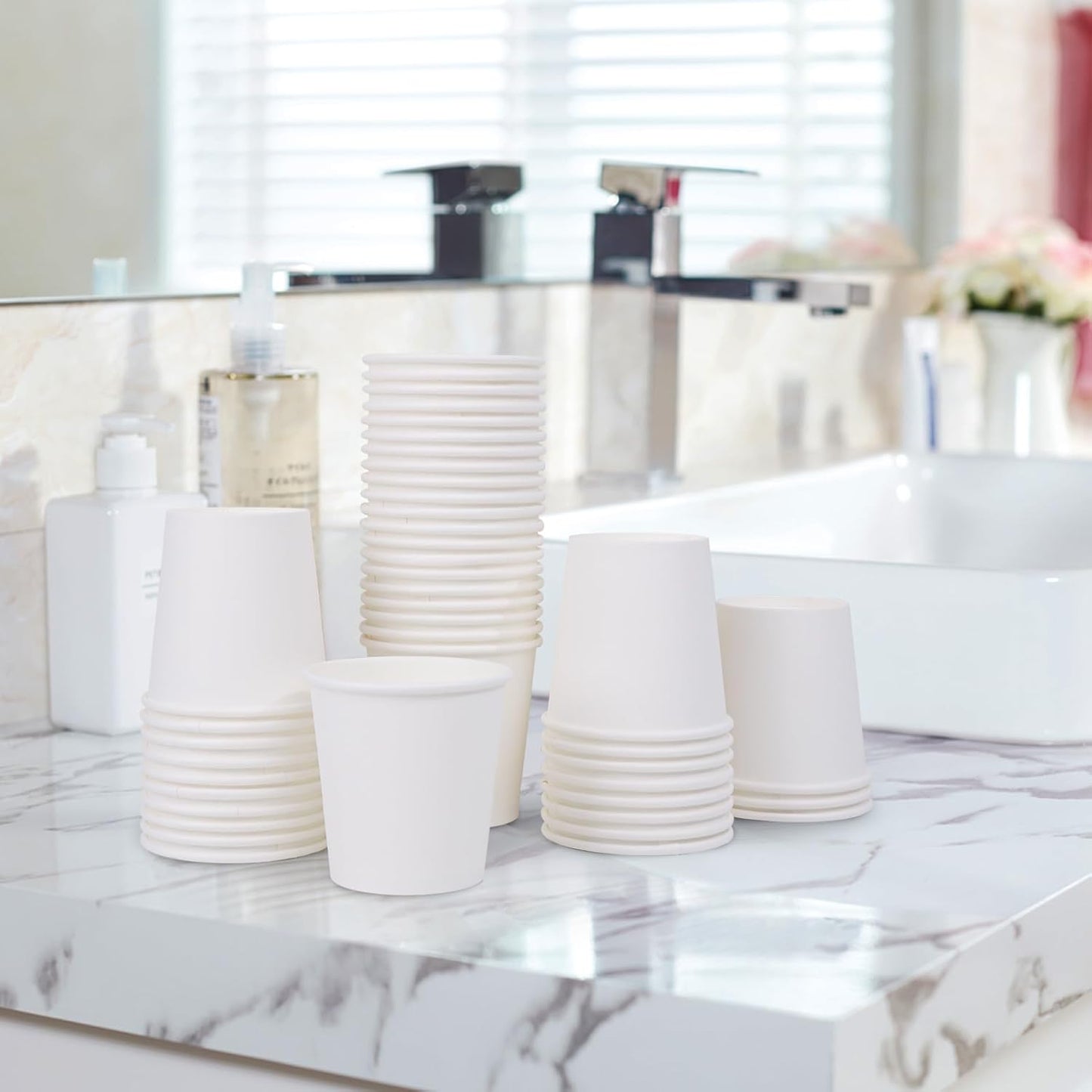 600 Pack 4 oz Paper Cups, Disposable Mini Bathroom Mouthwash Cups, Hot/Cold Drinking Cups, White Disposable Paper Cups for Bathroom, Home, Party, Office, Picnic, Travel