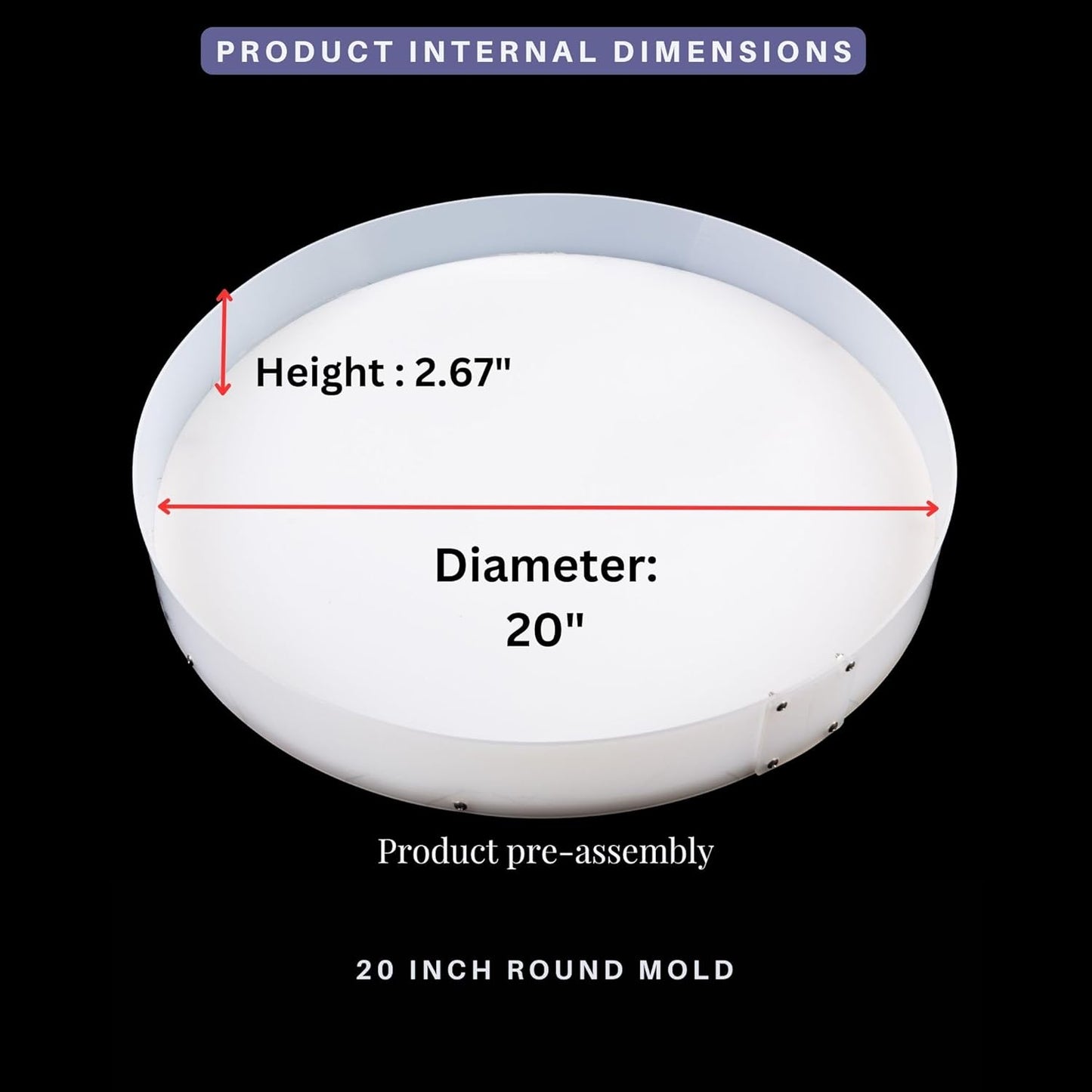 Resin Mold Large Round Deep -Kalinta 20inch Reusable Epoxy Round Molds for Resin Clock, Serving Tray Board, End Table，Floral Preservation Bouquet