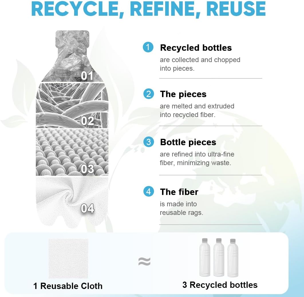 AIDEA Microfiber Cleaning Cloth Roll, White Shop Towels 55 Sheets Washable, Microfiber Towels for Cars, White Rags Reusable Paper Towel for Automotive, Workshop, House, Kitchen, Cleaning Supplies11×9"