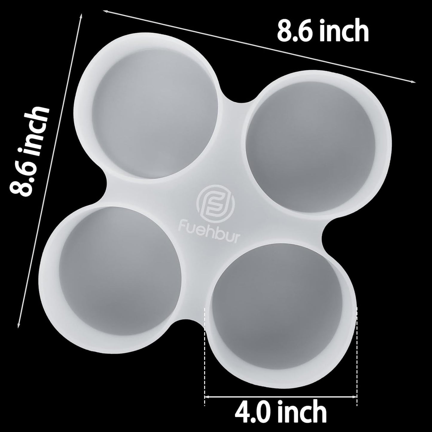 【300+ Design Optional】 Fuehbur 4 inch 4-Circles Car Freshie Mold, Four-Circle Round in 4 Cavity Silicone Soap Resin Molds, Super-Large Mould