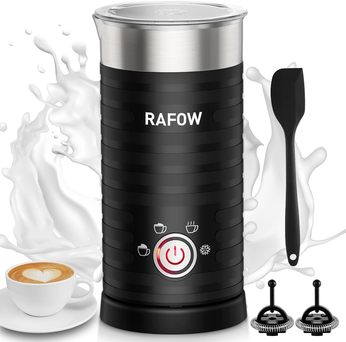 4 In 1 Electric Milk Frother Steamer - Hot and Cold Coffee Foam Froth Maker 350ml/12oz, Automatic Milk Warmer Foamer for Latte, Cappuccinos, Macchiato, Chocolate