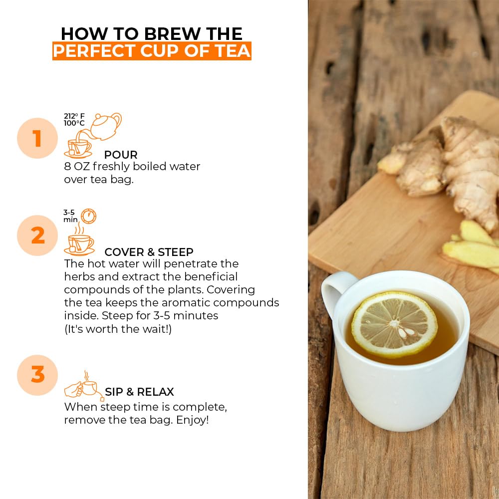 Angel Brand Ginger Tea Bags 25 – Pack of 3 – Ginger Root Tea for, Digestion & Immune Support