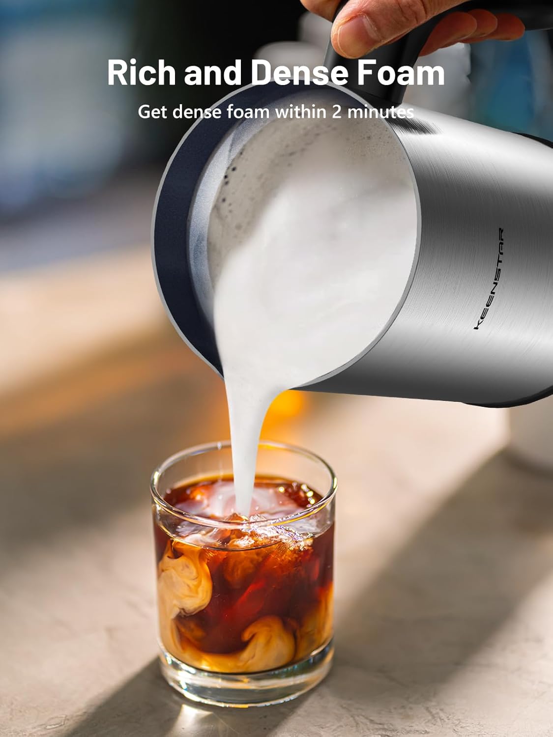 Electric Milk Frother, Automatic Milk Steamer Warm or Cold Foam Maker for Coffee, Cappuccino, Latte, Stainless Steel Milk Warmer with Temperature Controls