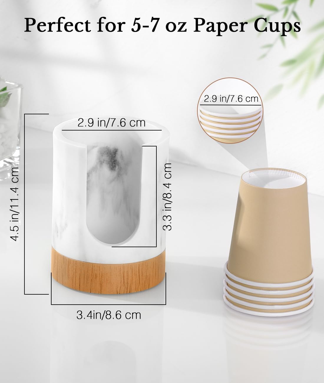 Luxspire Dixie Cup Dispenser, 5-7oz Bathroom Cup Dispenser, Marble Resin Dixie Cup Holder, Disposable Bathroom Paper Cup Holder, Cotton Pad Holder, Guest Bathroom Essentials, Gravel White, 1 Pack