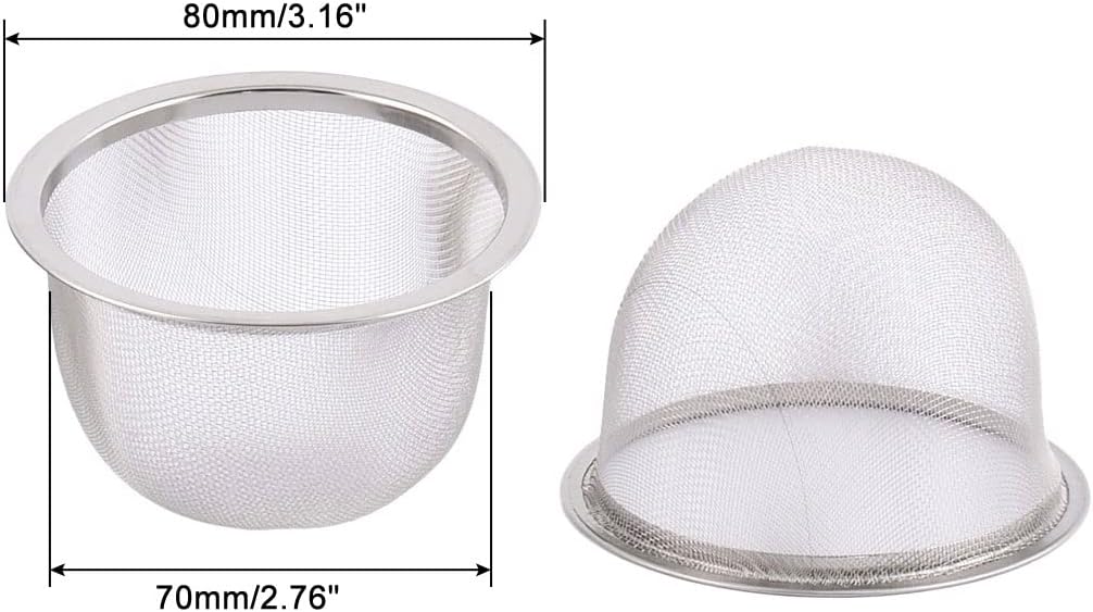 uxcell 4pcs Stainless Steel Mesh Tea Leaves Stainer Teapot Screen 3.1 Inch for Straining Teas and Cocktails or Sifting Flour Sugar Spices and Herbs Silver Tone