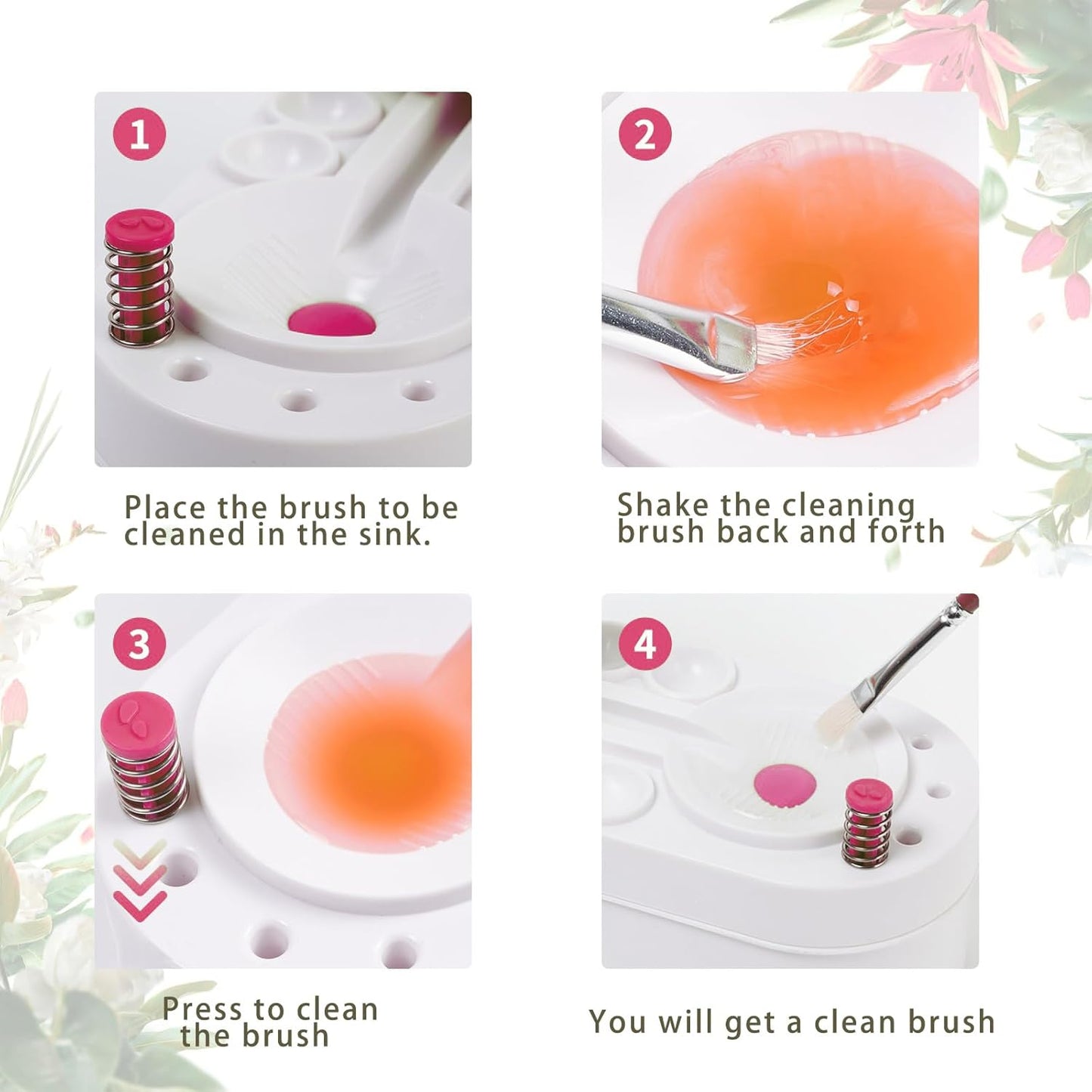 2025 Upgraded Paint Brush Cleaner Tool Brush Rinser, Watercolor/Oil-Based Paintbrush Cleaners, Painting Station Flush My Brush, Gift for Artist Kids Adults and Girls, Pre-Assembled(Pink)