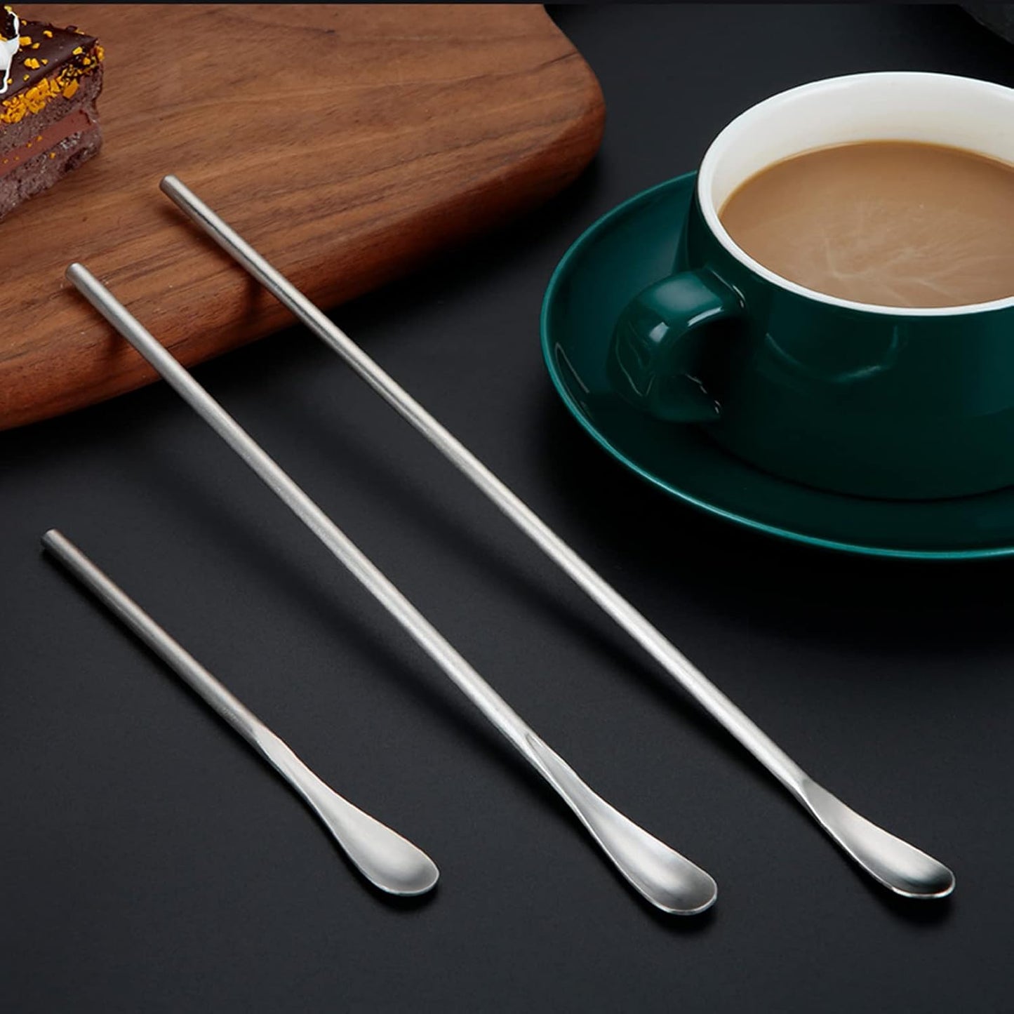 6 Pcs Coffee Stirrers, 3 Sizes Reusable Coffee Stir Sticks (5'', 6.3'', 8.7''), Stainless Steel Stirring Spoons for Espresso & Iced Tea, Silver