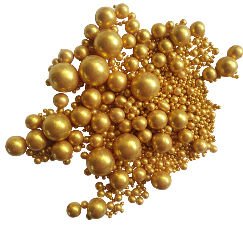 Edible Gold Sugar Pearls Candy Sprinkles 120G/ 4.23Ounce Baking Cake Sprinkles Cupcake and Cake Topper Cookie Decorations Wedding Party Valentines Halloween Christmas Supplies