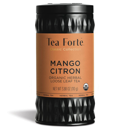 Tea Forte Mango Citron Premium Organic Loose Leaf Caffeine-Free Herbal Tea Blend Canister, Makes 35-50 Cups