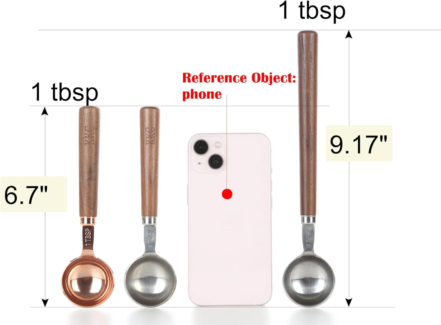 KKC HOME ACCENTS Wooden Handle Coffee Scoops - 1 Tablespoon, Coffee Bean & Tea Measuring Spoon, 2 Pcs, 6.7" Length