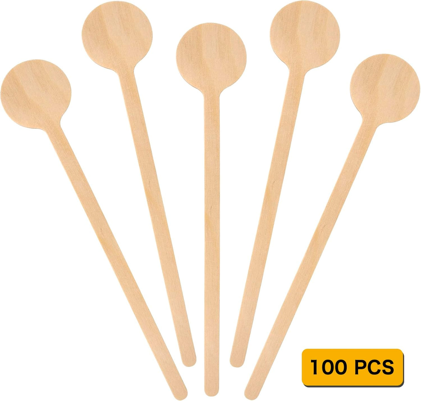 6 In 100Pcs Round Ends Coffee Stirrers, Disposable Eco-Friendly Biodegradable Cafe Grade Coffee Stir Sticks (100pcs)