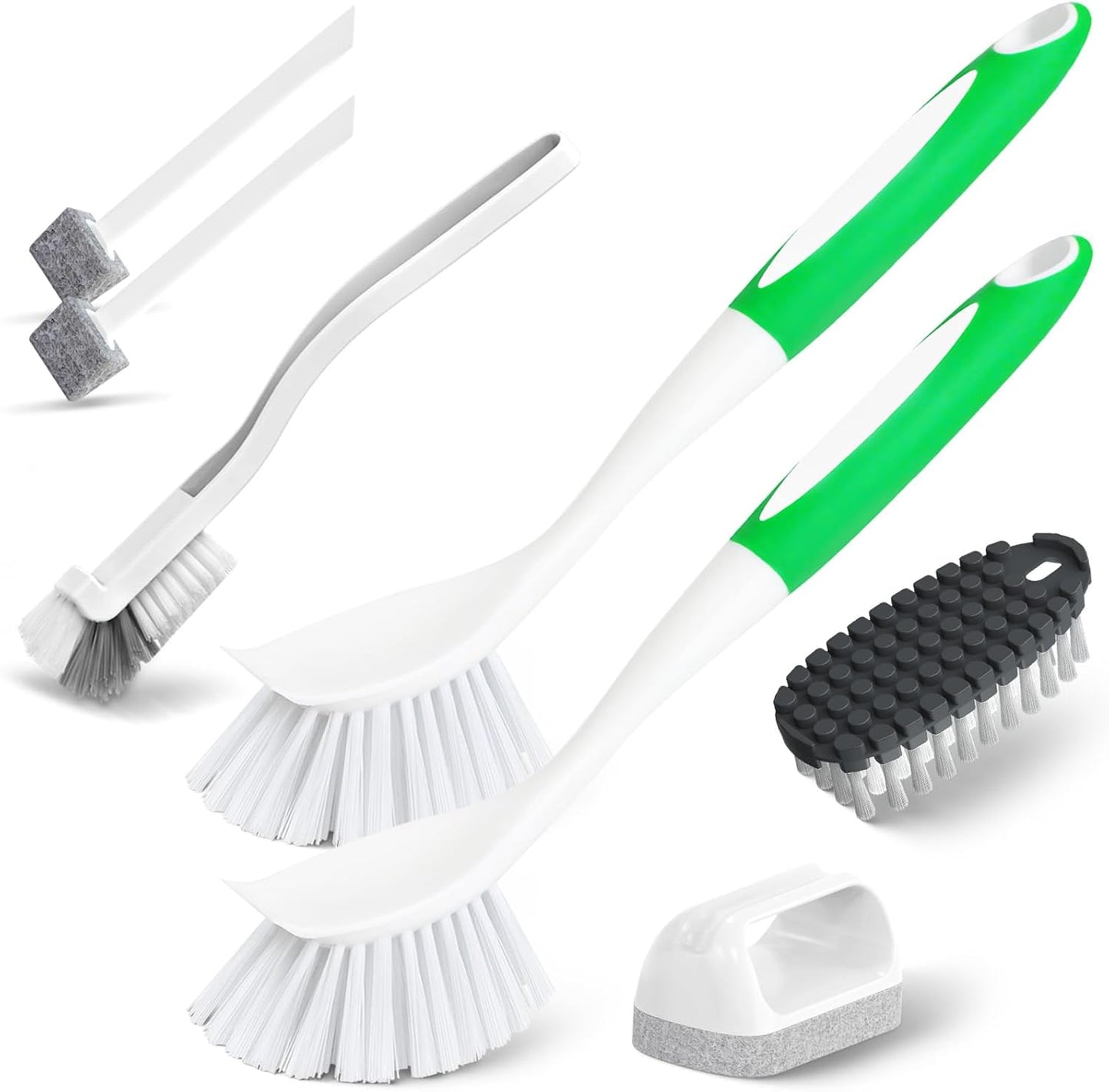 7 Pack Dish Brush with Handle - Kitchen Brush with Ergonomic Handle,Cleaning Brushes Set with Stiff Bristles for Dishes, Pots, Pans, Sink & Bottles