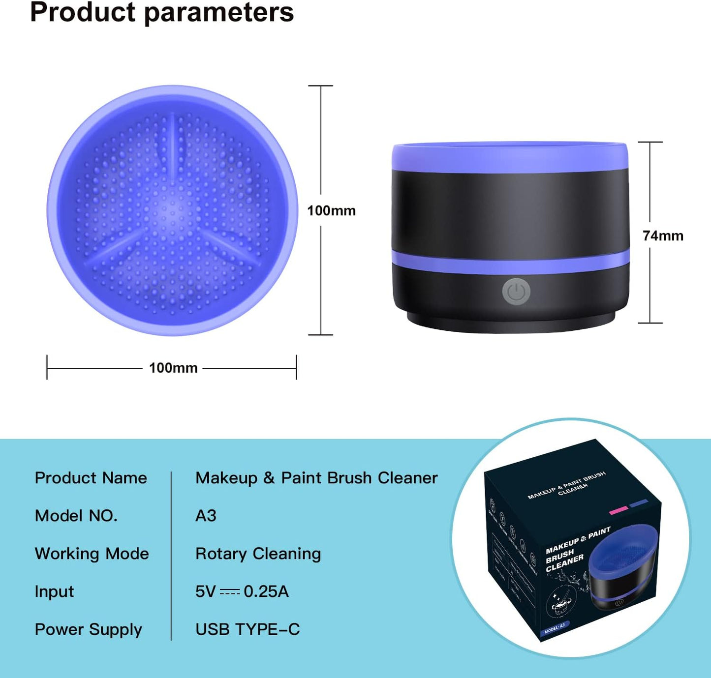 YAGHVEO® Electric Paint Brush Cleaner Rinse Cup, Paint Brush Cleaner, Brush Rinser for Painting, Artist Brush Cleaning Washer Rinser for Acrylic, Watercolor, Oil, Gouache Painting