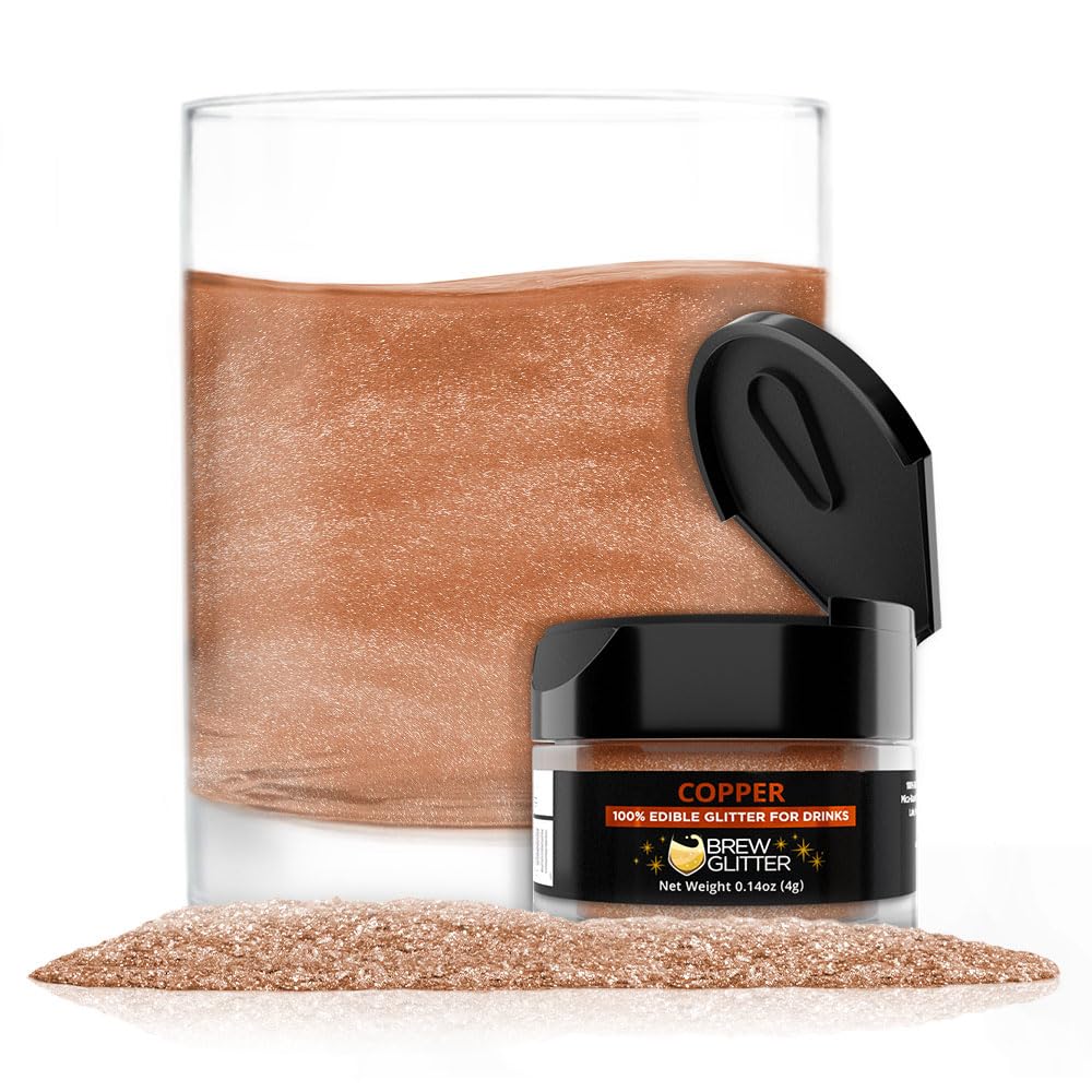 Brew Glitter Copper Edible Drink Glitter 1x 4g Jar for Cocktails, Beer, & Beverages