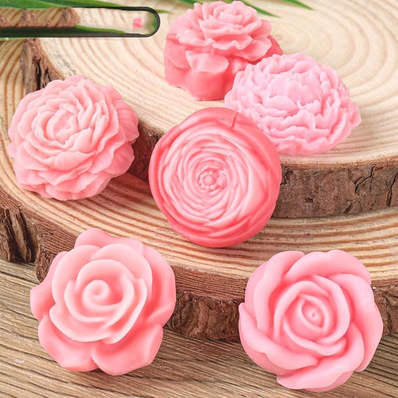 7 Cavities Peony Flower Tulip Rose Candle Mold - Silicone Resin Casting Molds for Candle & Resin & Soap Craft Supplies