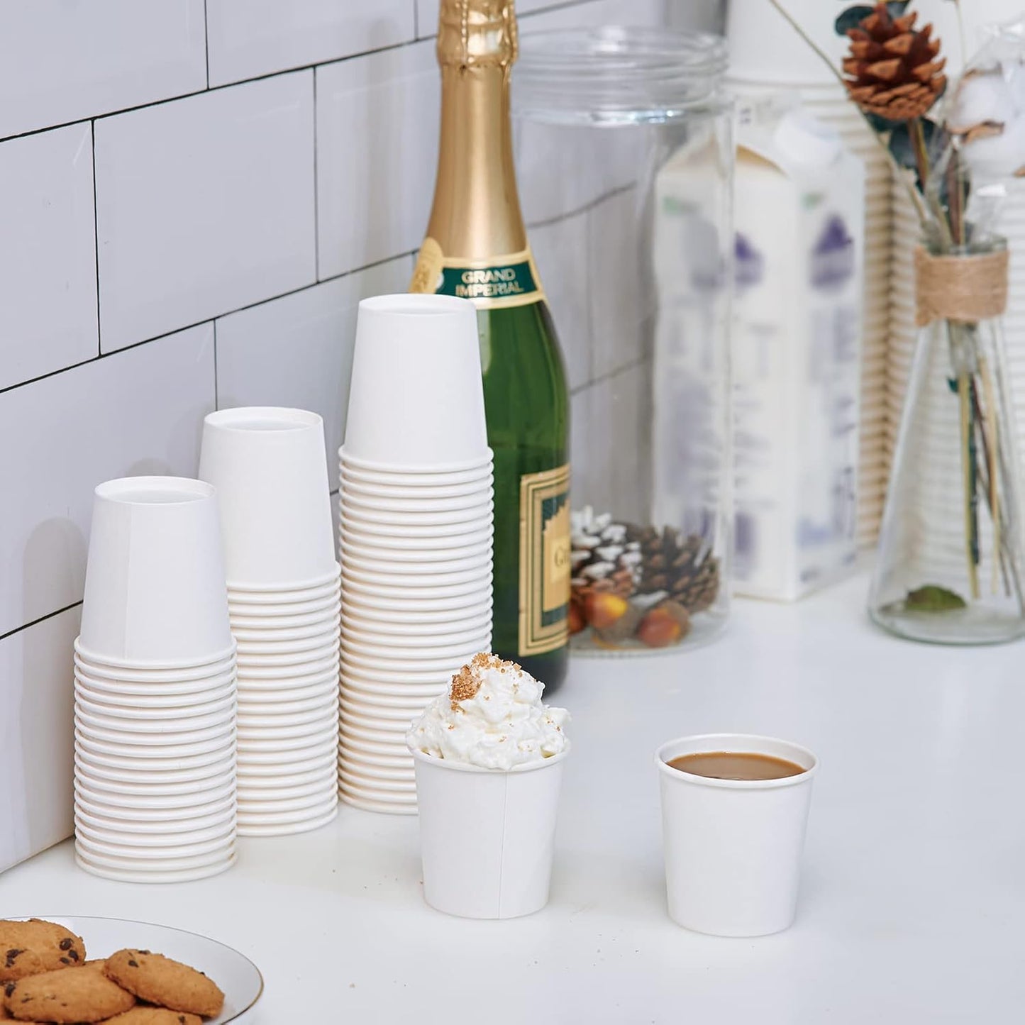 LITOPAK 500 Pack 4 oz Paper Cups, White Disposable Paper Coffee Cups for Party, Picnic, and Travel