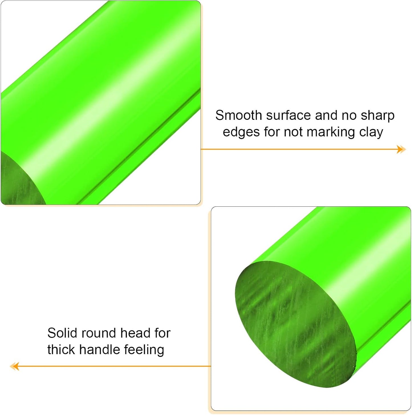 HARFINGTON Acrylic Clay Roller 8 Inch x 1 Inch Solid Non-Stick Plastic Round Tube Roller Polymer Clay Rod Fondant Rolling Pin for Shaping, Sculpting, Modeling DIY Crafts, Green