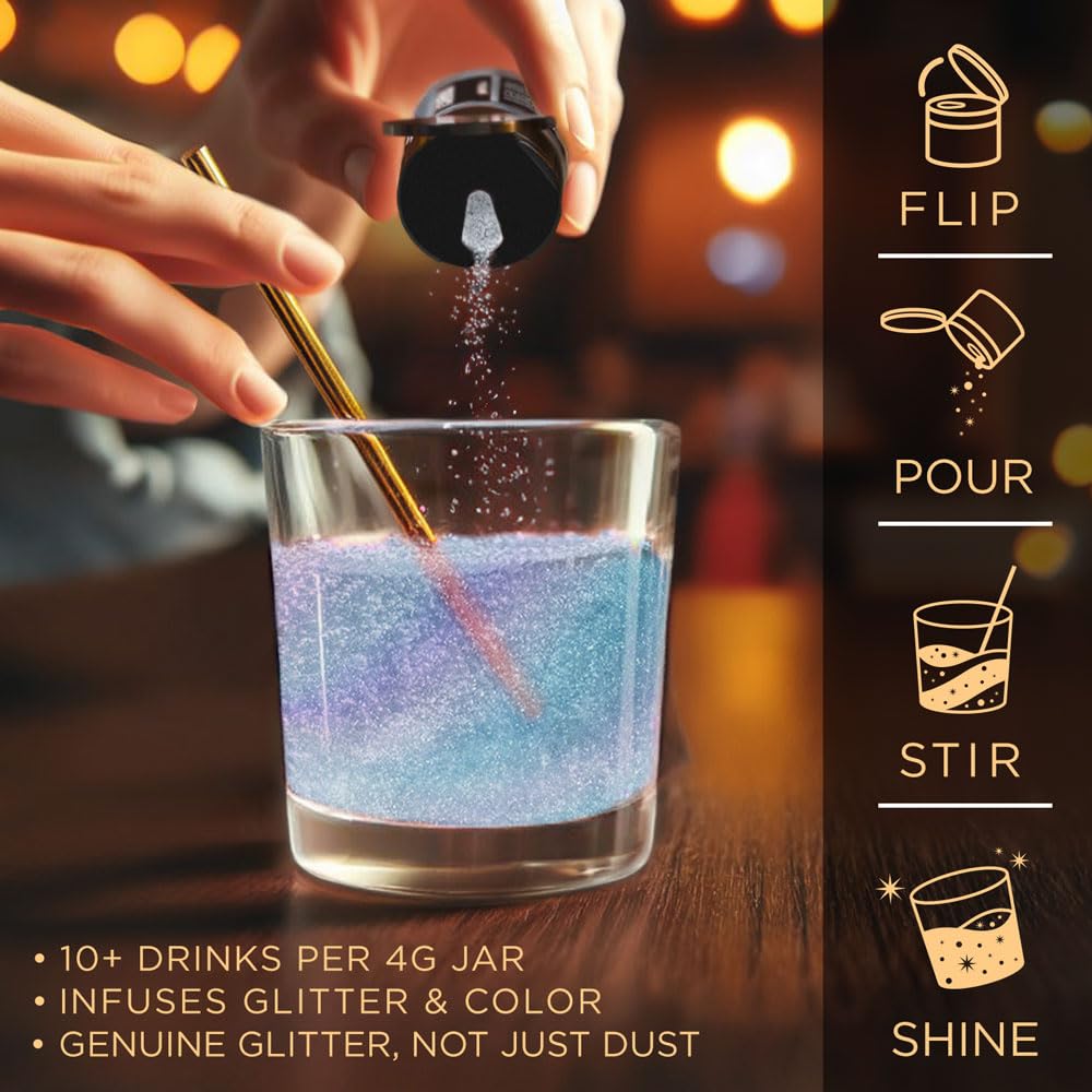 Brew Glitter Iridescent Blue Edible Drink Glitter 1x 4g Jar for Cocktails, Beer, & Beverages