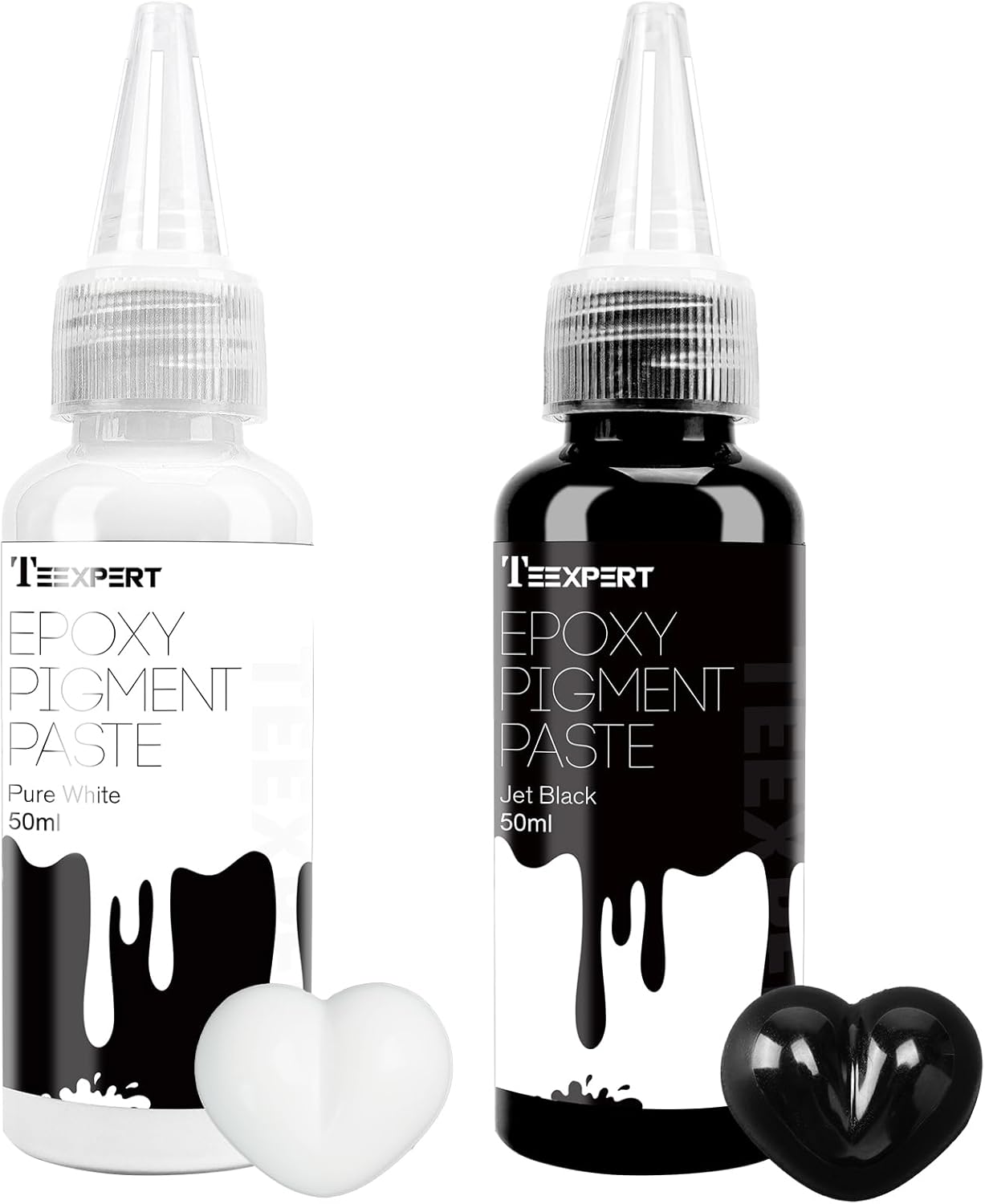 Teexpert Pigment Paste for Epoxy Resin: 3.38oz/100ml Ultra Highly Concentrated & Easy to Mix Black & White Colors Opaque Liquid Epoxica Dye Set for Resin Art River Table
