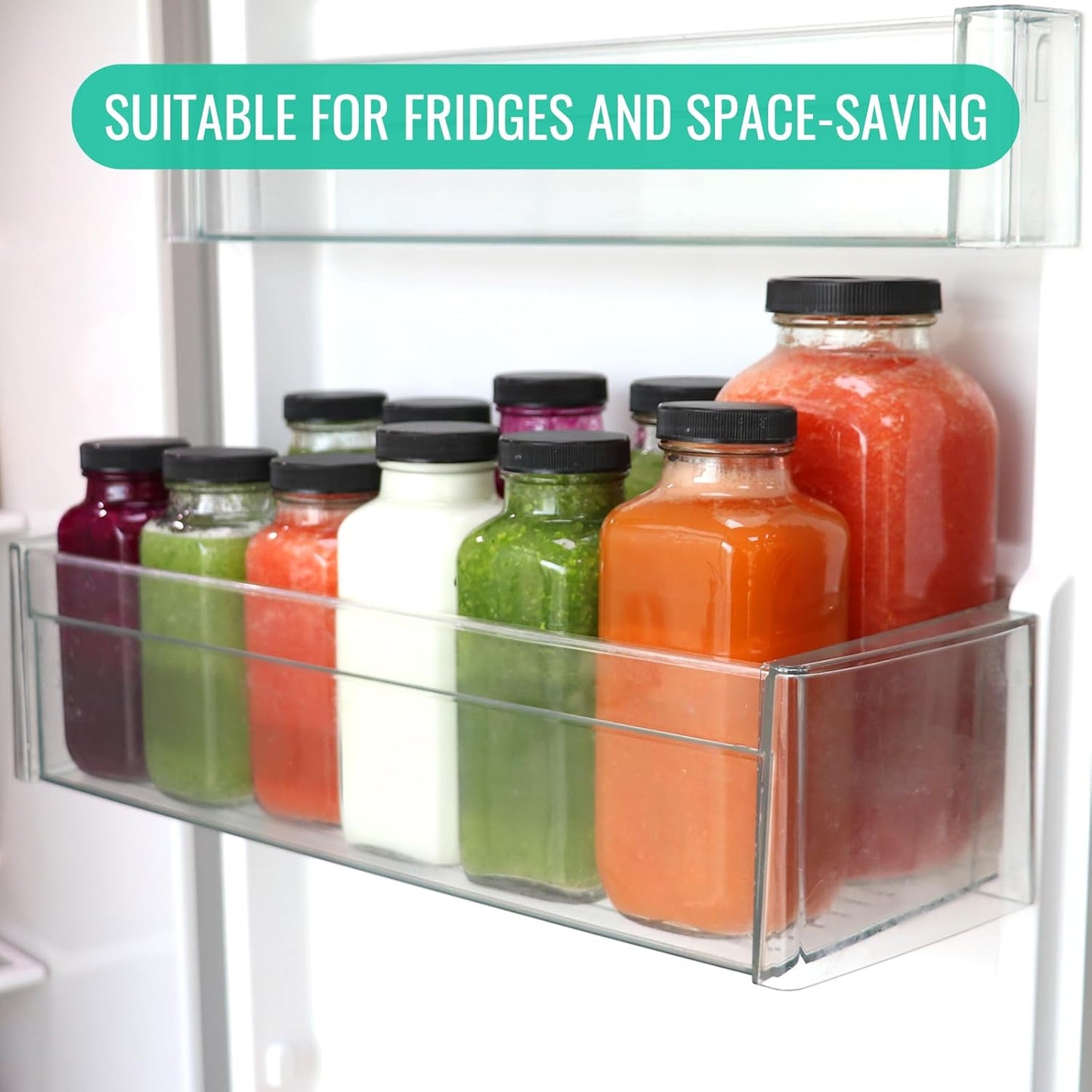 8 oz Glass Juice Bottles with Lids 12 Pack,Reusable Glass Drink Bottles,250ml Water Drinking Jars for Milk,Juicing,Kombucha,Ginger,Beverage Glassware,Juice Drinking Jars