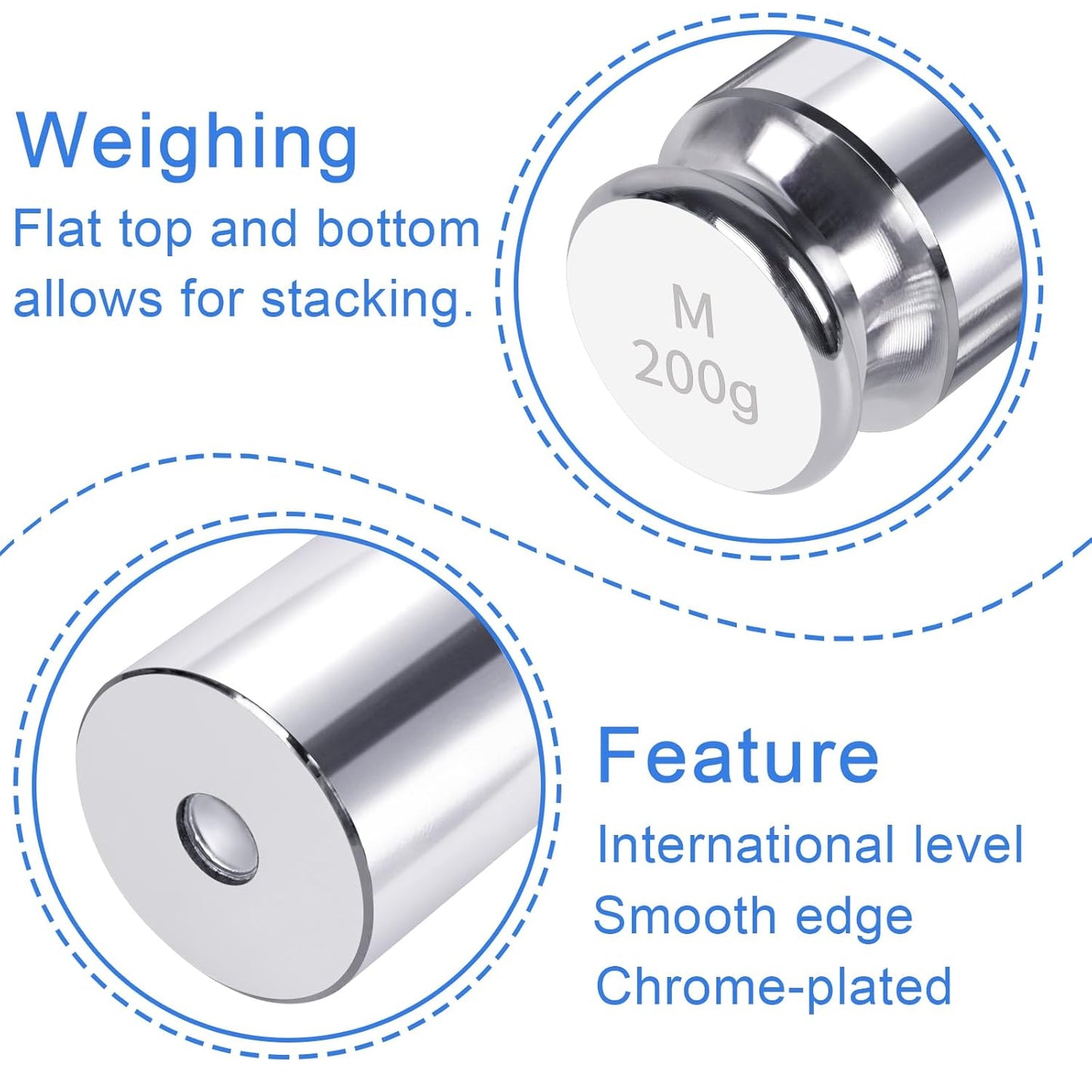 QP Calibration Weights, 200 Gram OIML Class M1 High Precision Scale Weights, Stainless Steel Gram Weights, Chrome Finish, Scale Calibration Weights for Digital Scale, Kitchen Scale, Pocket Scale