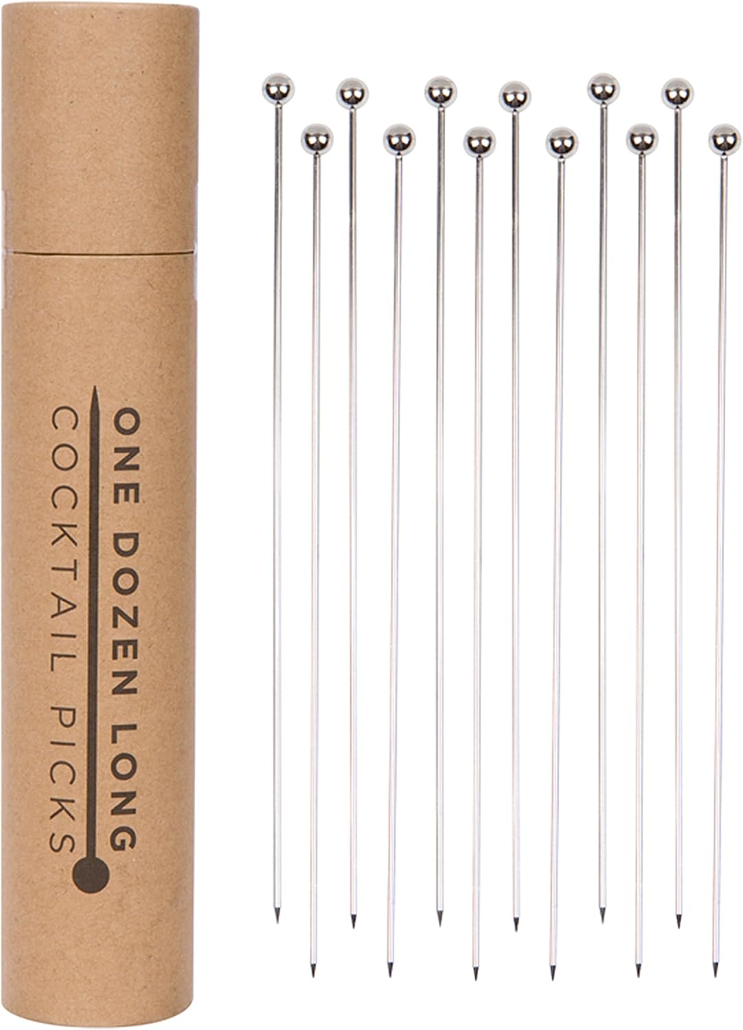 A Bar Above Stainless Steel Cocktail Picks, 8 Inch Reusable Stir Sticks for Drinks and Appetizers, Durable Garnish Skewers for Cocktails, Fruit, Shrimp, Olives, and Professional Bar Presentations