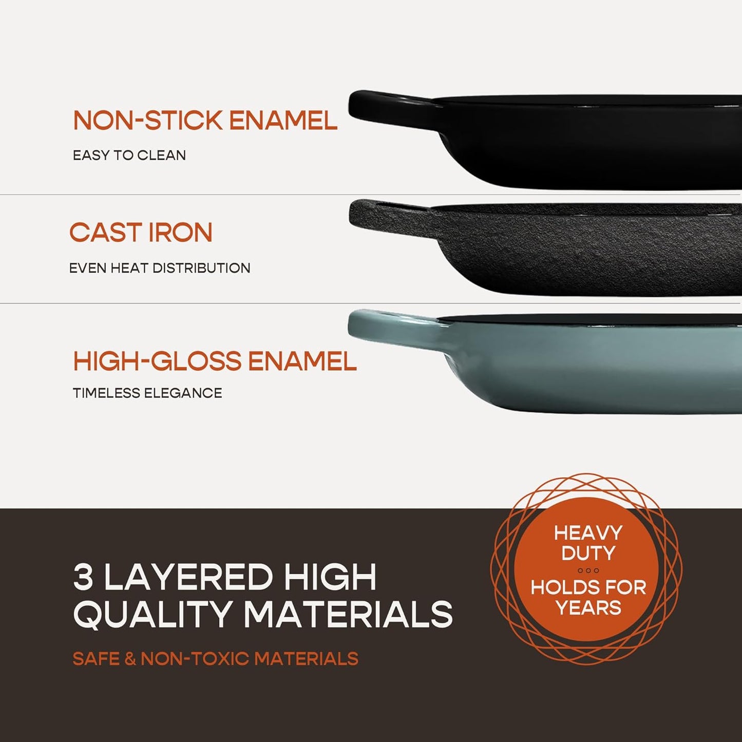 Enameled Cast Iron Dutch Oven for Sourdough Bread Baking | 6 Quart Oval Pot with Lid | 10 Inch Ceramic Enamel Thick Coated Cookware with Non Stick Silicone Baking Mat for Cooking | 6 Qt | Sea Salt