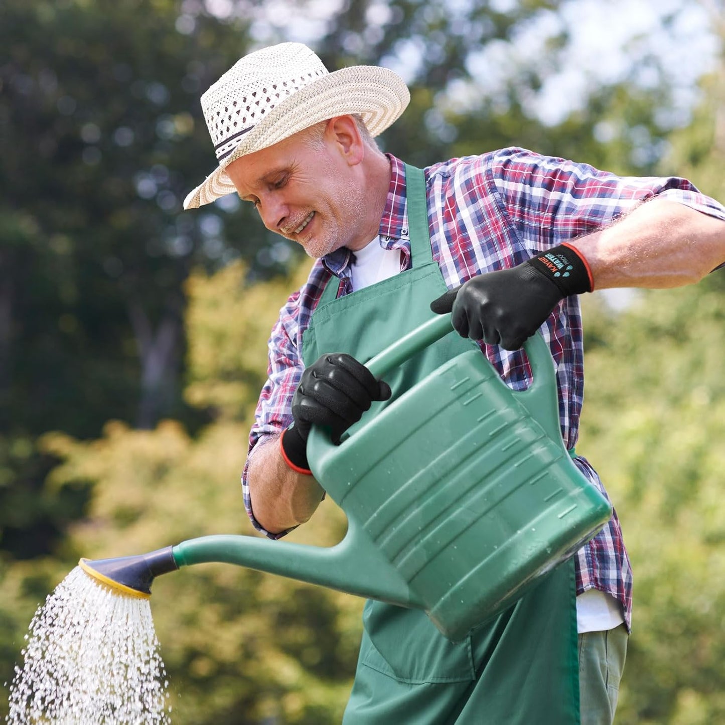 KAYGO Waterproof Work Gloves for Men and Women, Rubber Coated Non-slip Working Gloves for Garden, Outdoor Construction,3 pairs,Black,L