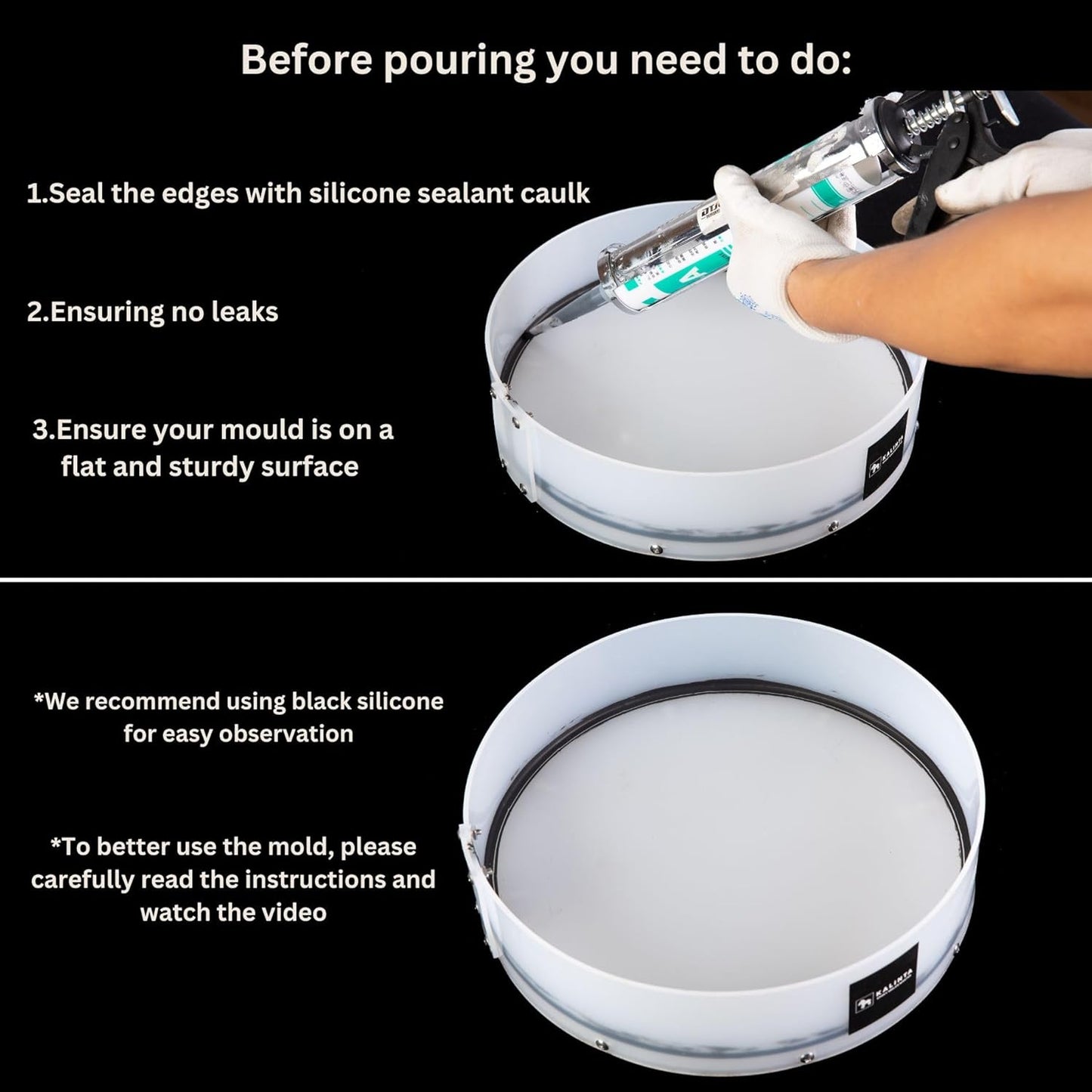 Resin Mold Large Round Deep -Kalinta 30inch Reusable Epoxy Round Molds for Resin Clock, Serving Tray Board, End Table，Floral Preservation Bouquet