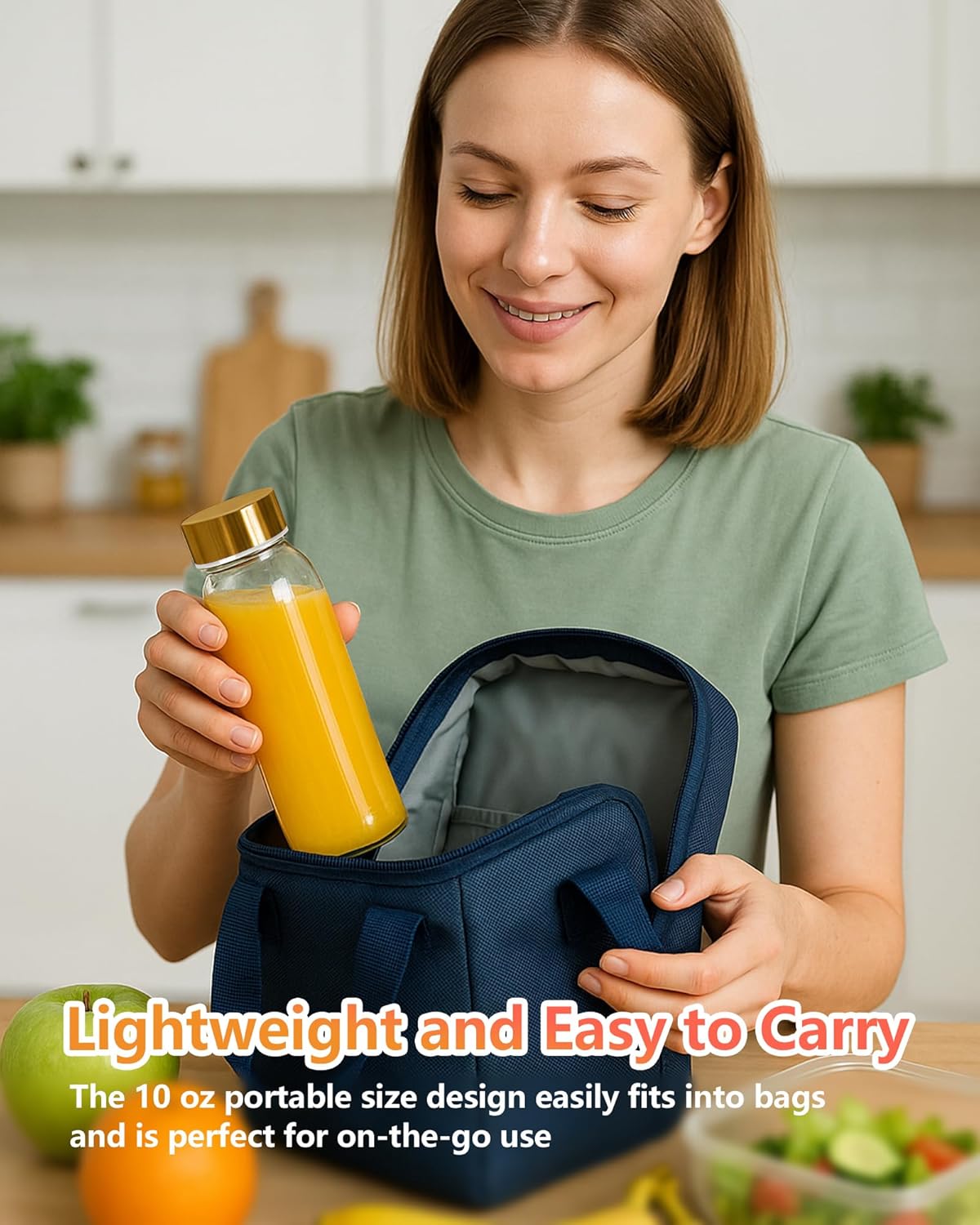 Zukro Glass Water Bottles with Lids 10 oz, Reusable Clear Juice Bottles With Stainless Steel Airtight Cap for Juicing, 100% Leak Proof Juice Drinking Jar for Ginger and Milk, BPA Free