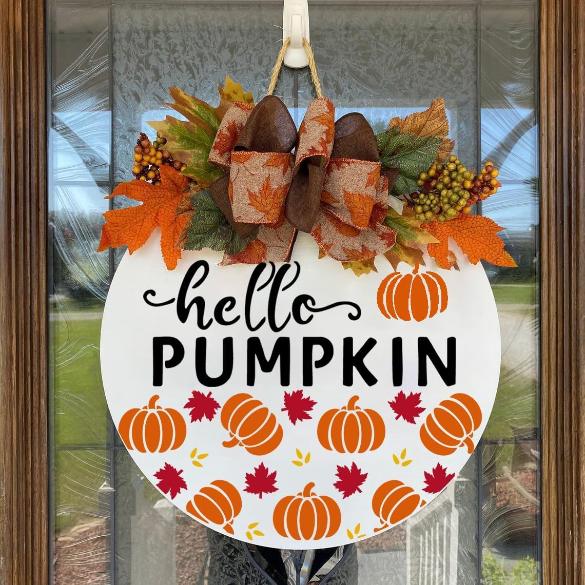 Fall Stencils for Painting on Wood Pumpkin Stencil Fall Leaves Maple Half Round Hello Fall Stencils for Door Mats Porch Hanger Decor