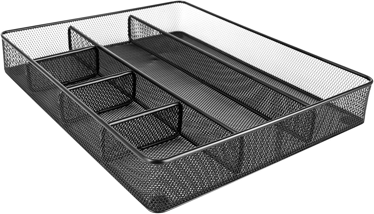 Amazon Basics Mesh Drawer Organizer, Black, Pack of 4
