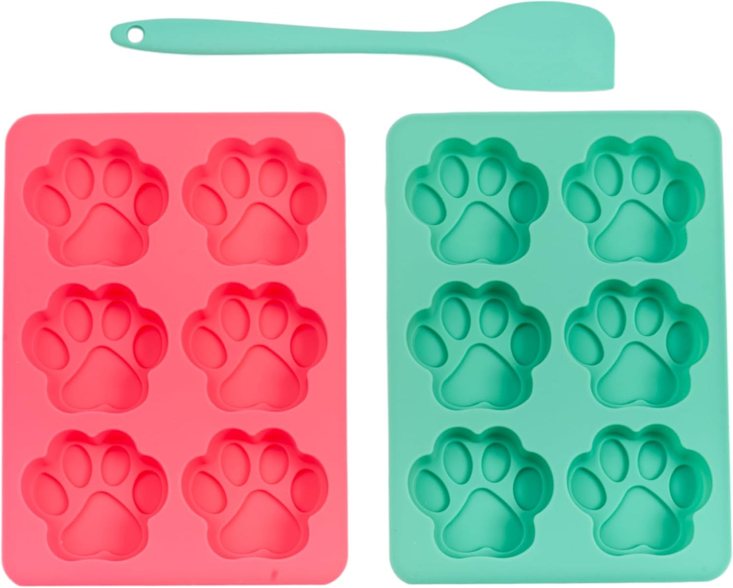 Country Living 3-Piece Silicone Baking Kit – Includes 2 Baking Trays (6-Cavity Paw Print Mold) & Spatula – Non-stick Silicone for Homemade Dog Treats, Candy, Chocolate, & Ice Cubes
