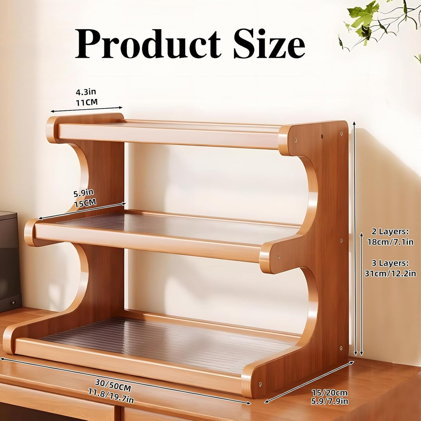 Coffee Station Organizer 3 Tier Coffee Mug Shelf Bamboo Cup Holder Acrylic Home Storage Mugs Hooks for Kitchen Countertops, Tea Bar Accessories, Matcha Stand, Cups, Condiment Storage Rack