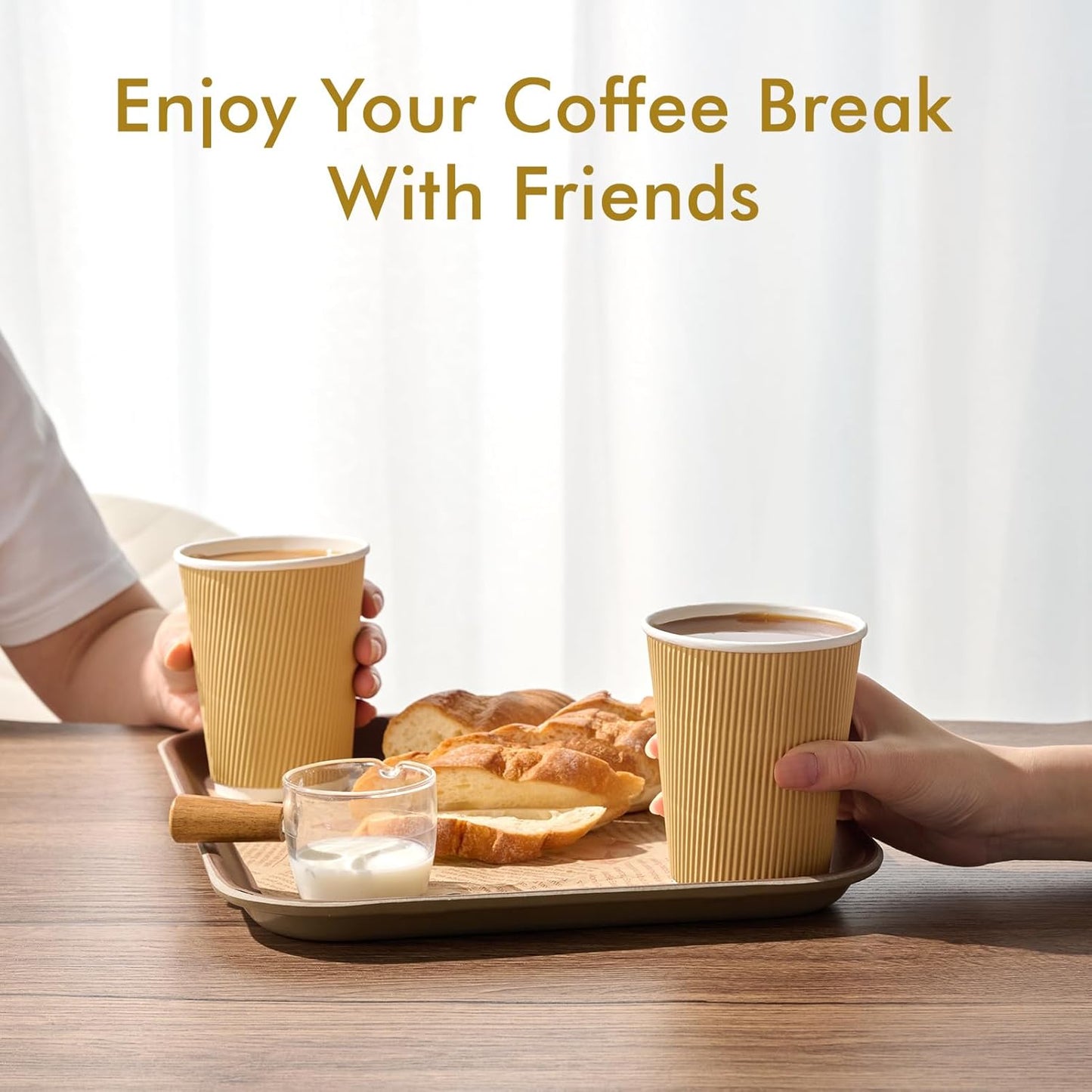 500 Pack 12 oz Paper Coffee Cups, Ripple Insulated Paper Cups, Hot Water Cups for Home, Office, Hotel, Meetings, Parties