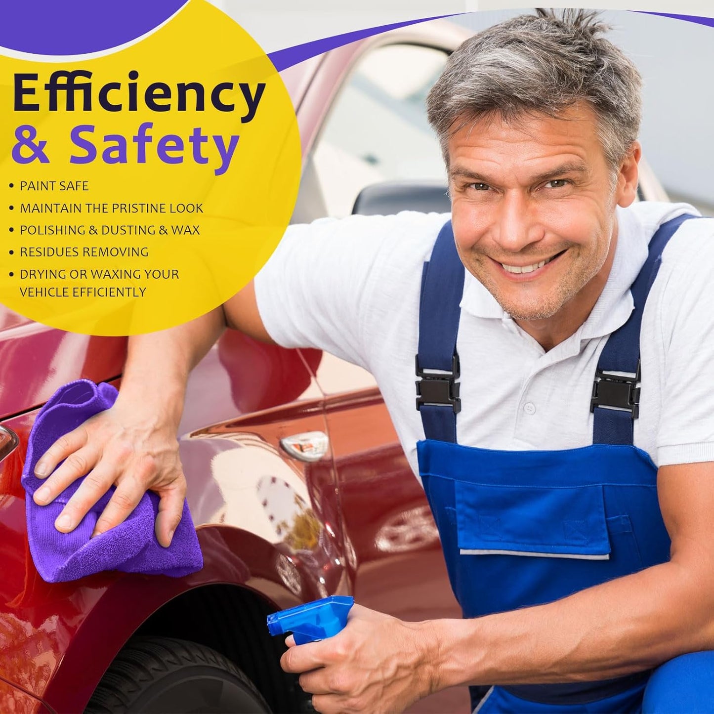 Nuenen Microfiber Cleaning Cloths for Cars 16 x 16 Inch Ultra Absorbent Car Towels Drying Reusable Cleaning Supplies House Kitchen Window Microfiber Towel(Purple,120 Pcs)