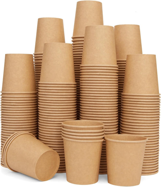 6 oz Kraft Paper Cups - 500 Pcs Disposable Paper Cups Hot Cold Beverage Drinking Cup for Coffee, Water, Tea, Juice, Espresso & Cortado