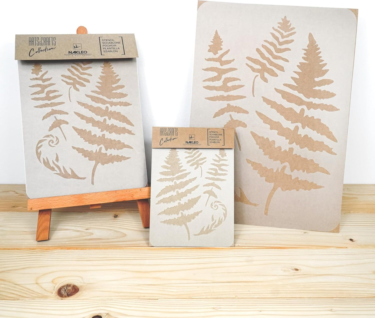 NAKLEO Painting Stencil for Crafts A3 11.8” x 16.5”, Fern Leaf Frond Pattern, Reusable Plastic DIY & Scrapbooking Drawing Template, Decoupage Art Home Decor, Wall Wood Fabric Furniture