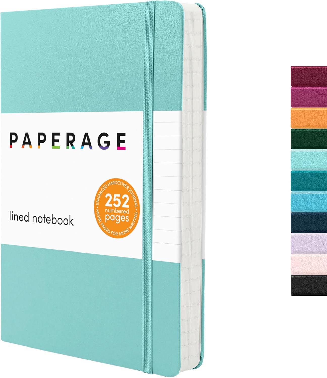 PAPERAGE Lined Journal Notebook, (Mint), 252 Pages, Medium 5.6 in x 8 in - 100 GSM Thick Paper – Hardcover Journaling Notebook for Work, School & Note Taking