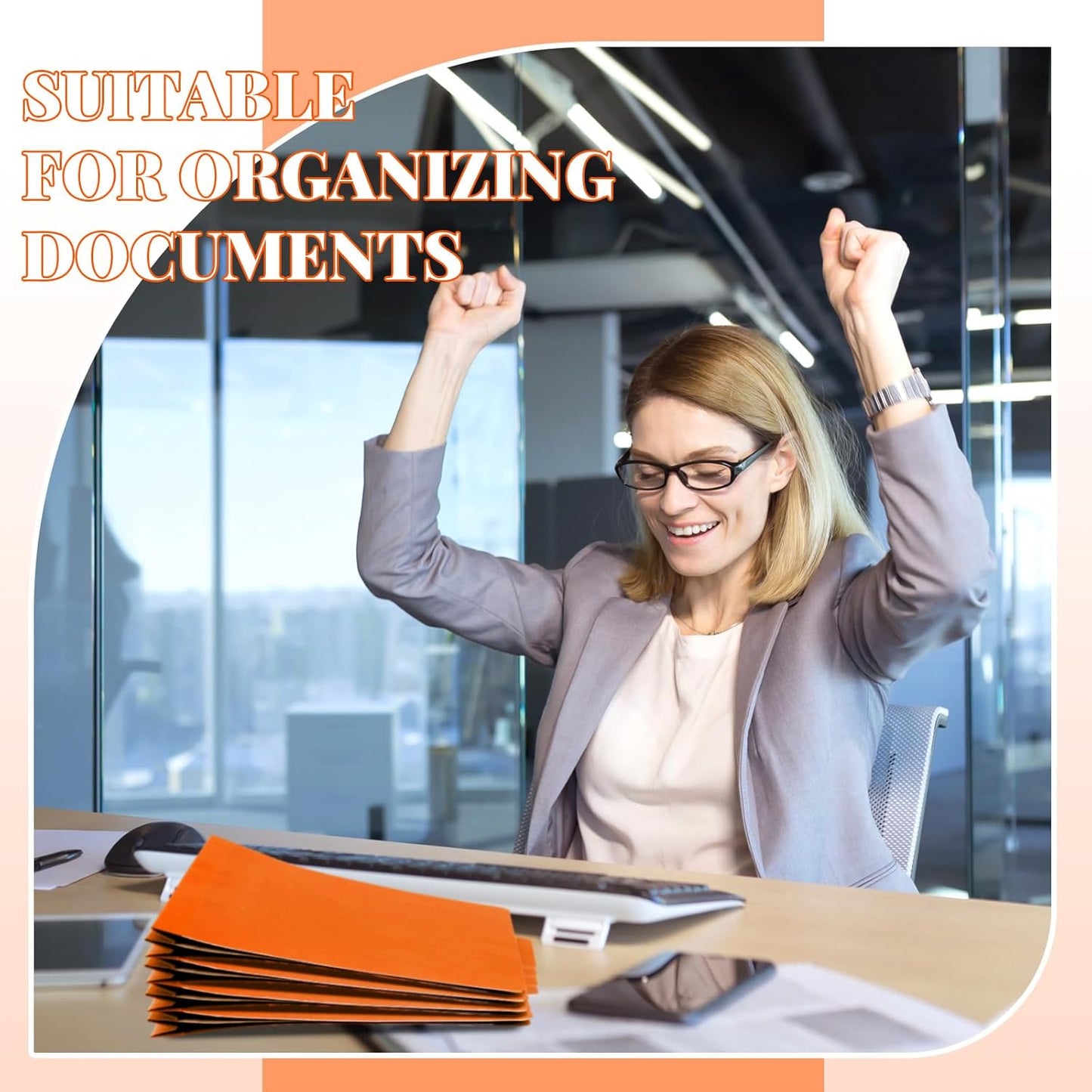 48 Pcs Classification Folders Letter Size, Back to School Supply for Teacher, Student, 3 Dividers Pressboard File Folder Bulk with 2 Fasteners, 3.5 Inch Expanding File Organizer (Orange)