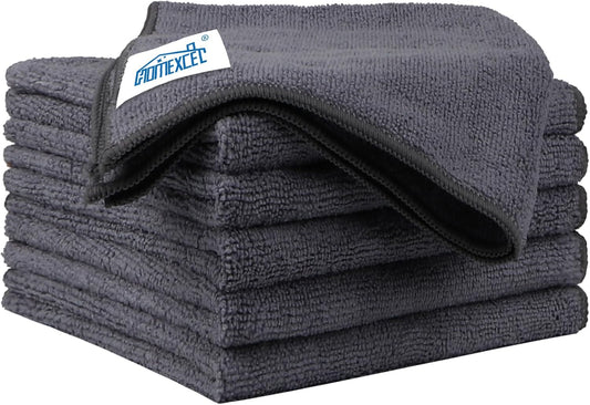 HOMEXCEL Grey Microfiber Cleaning Cloth 6 Pack, 12.5 x 12.5 inch Microfiber Towels for Cars, Ultra Absorbent Car Washing Cloth, Lint Free Streak Free Cleaning Rags for Car, Kitchen, and Window