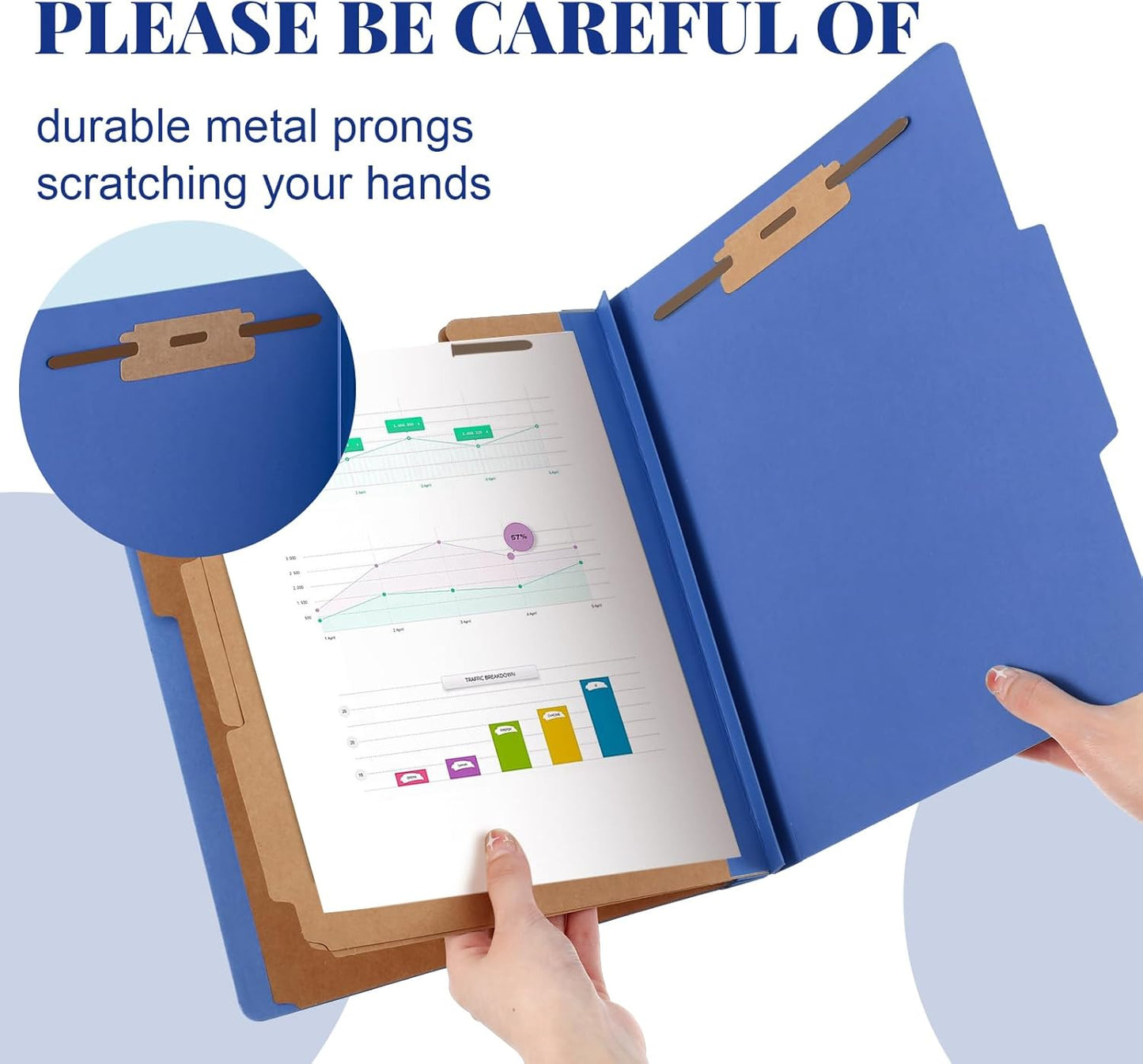 72 Pcs Classification Folders Letter Size, Back to School Supply for Teacher, Student, 3 Dividers Pressboard File Folder Bulk with 2 Fasteners, 3.5 Inch Expanding File Organizer (Dark Blue)