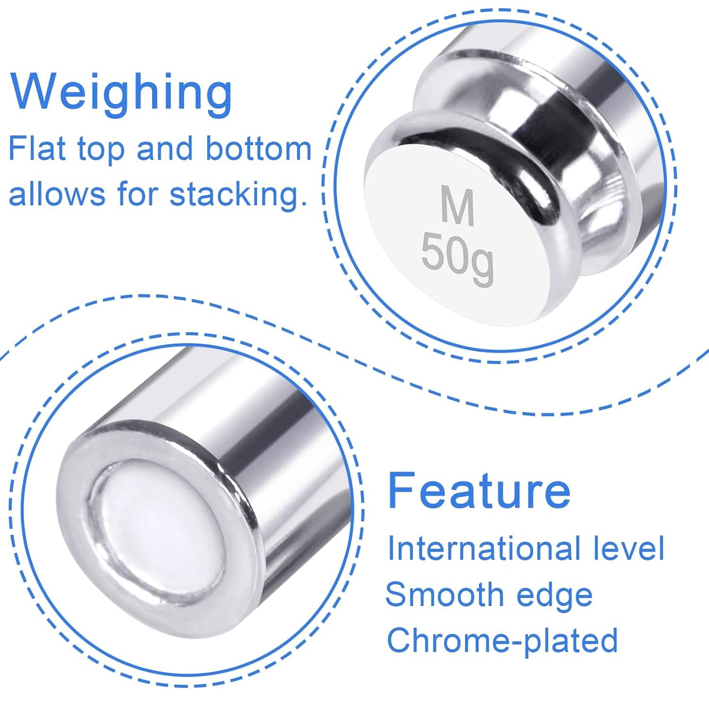 QP Calibration Weights, 50 Gram Scale Weights, OIML Class M1 High Precision Stainless Steel Scale Balance Weights with Chrome Finish, Calibration Weights for Digital Scale, Kitchen Scale, Pocket Scale