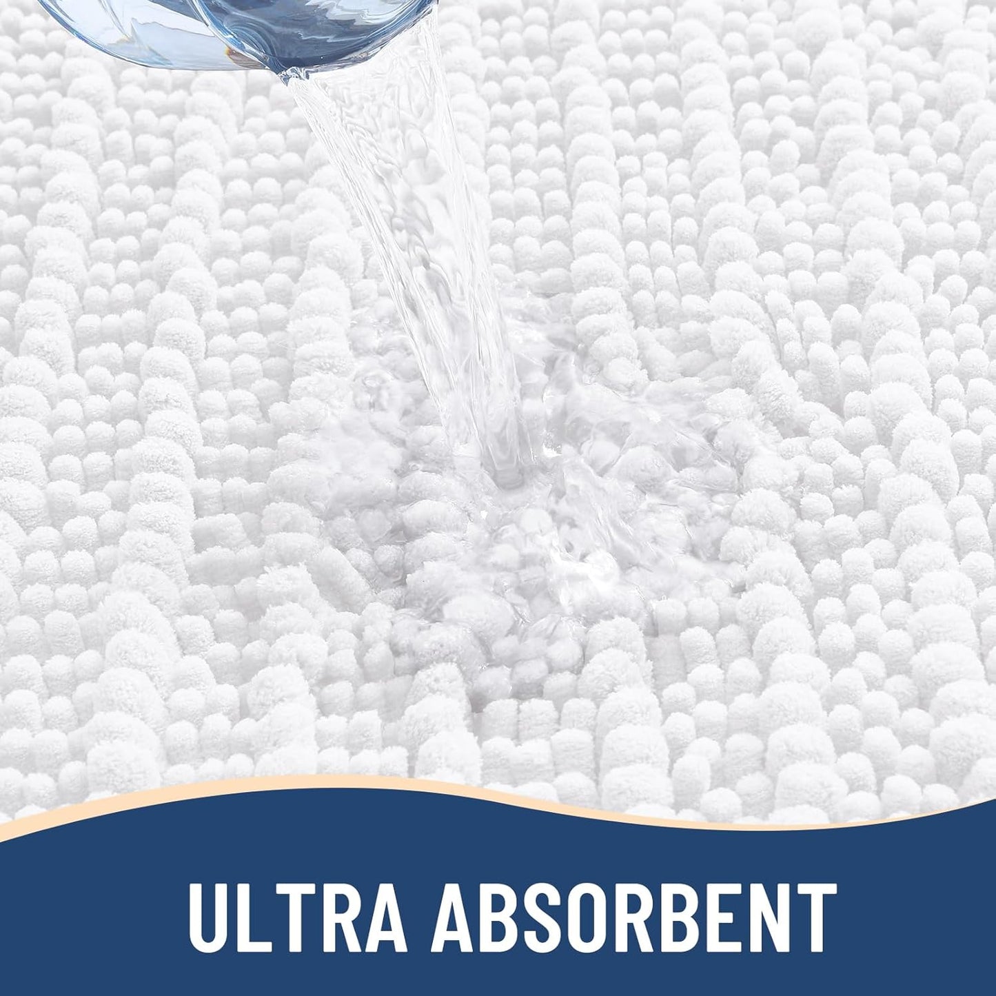 Arotive Luxury Chenille Bathroom Rug Mat, Extra Soft Thick Absorbent Shaggy Bath Rugs, Non-Slip Machine Wash Dry, Plush Bath Mats for Bathroom, Shower and Tub, 44x32, White